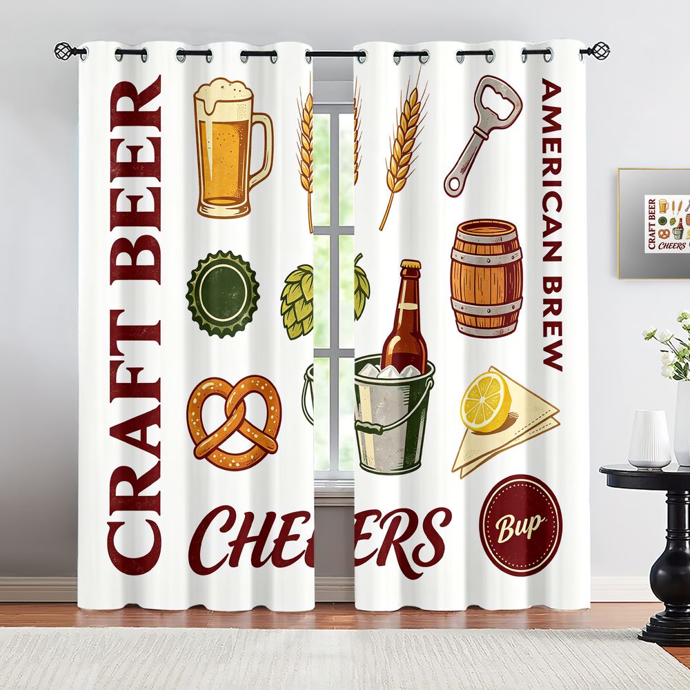 Craft Beer & Wine U- - Винтажные шторы с принтом на тему