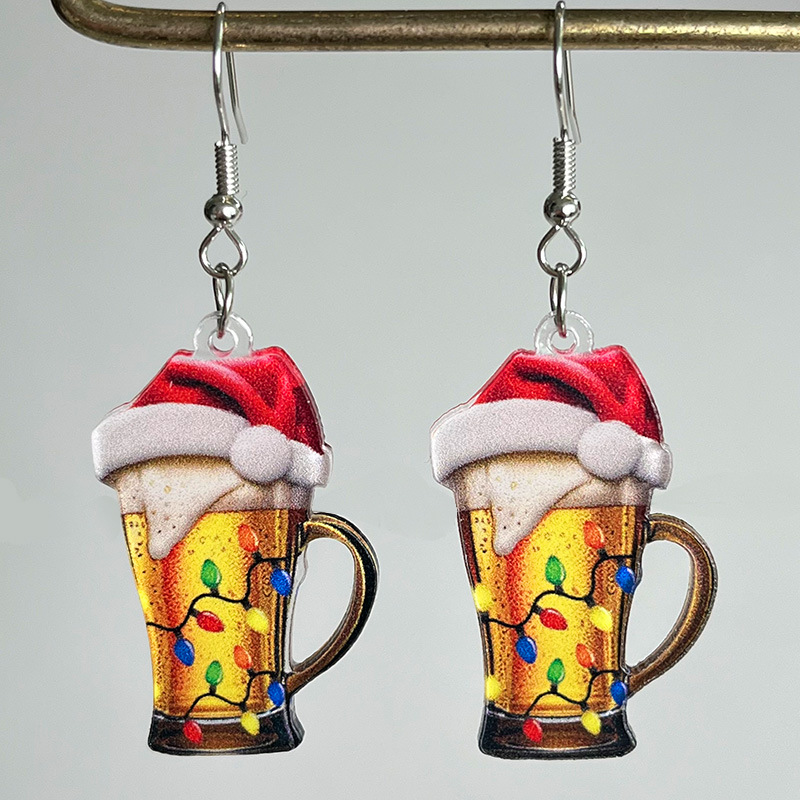Wine Beer Hat - Рождественская шляпа, молния, ковбойские ботинки, серьги,