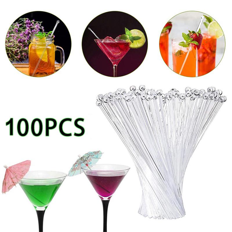Muddler Cocktail Bar - 100 шт. прозрачных пластиковых палочек для