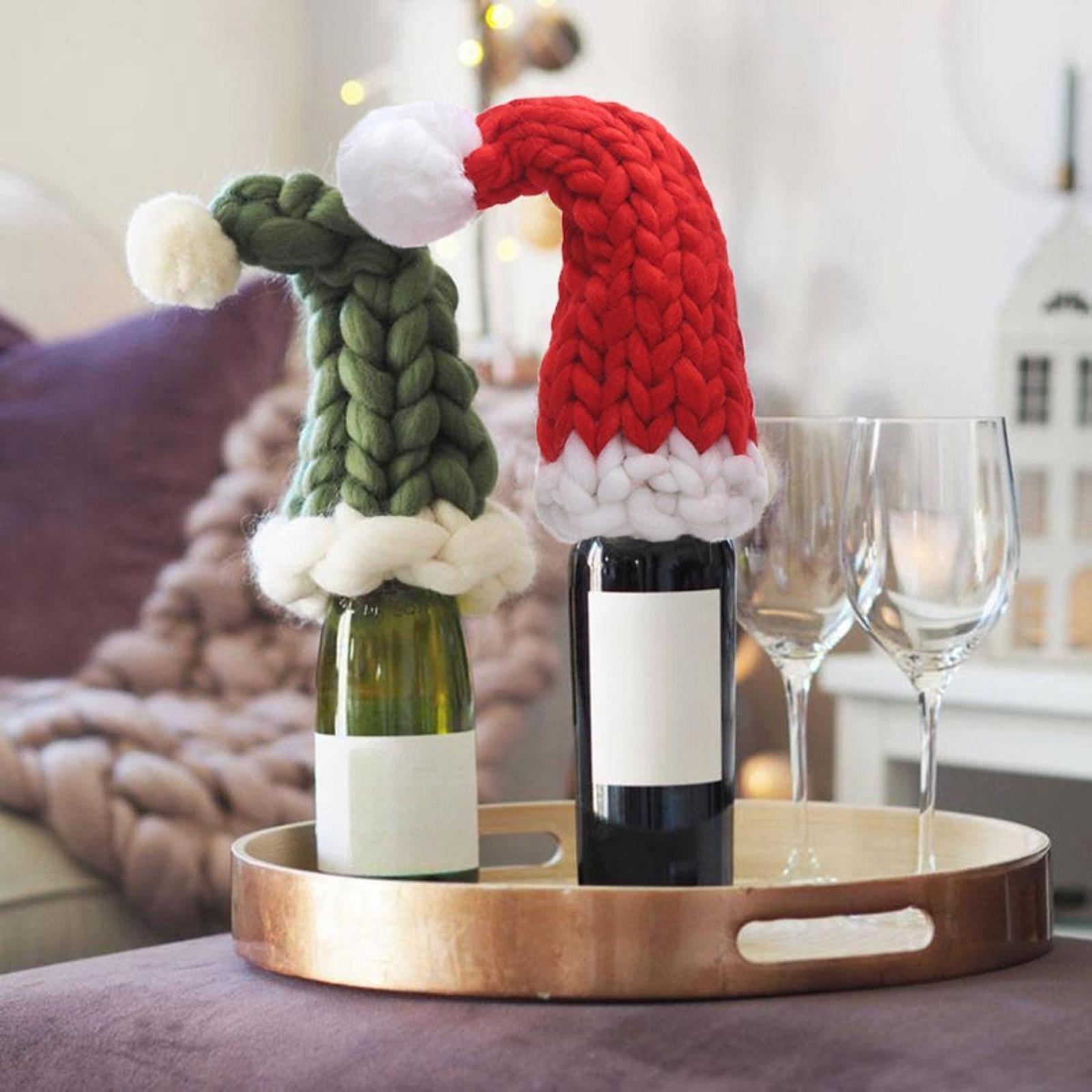 Wine Beer Hat - Декоративная бархатная накладка-шапочка Санты на бутылку