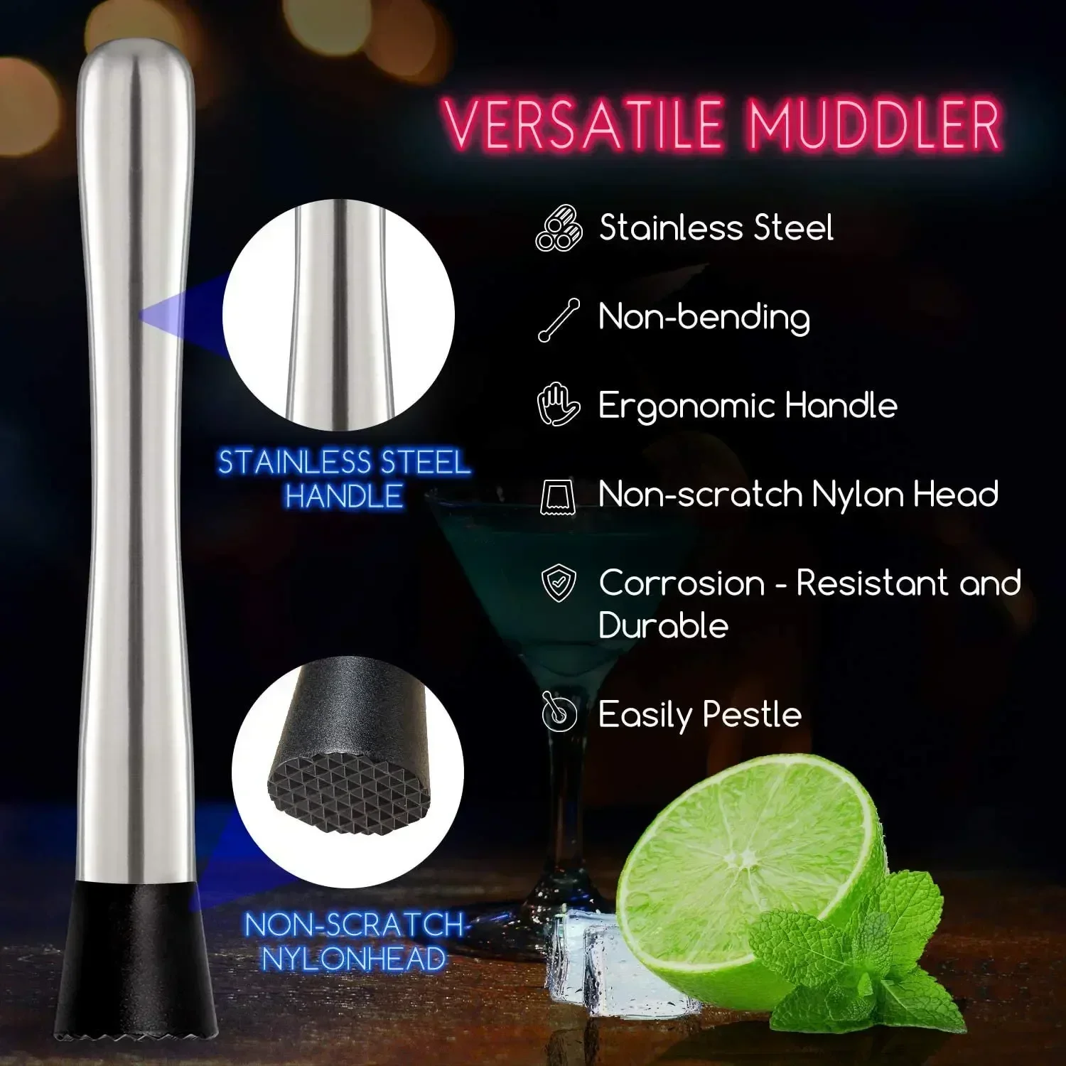Набор для коктейлей из нержаве – обзор и цена Muddler Cocktail Bar